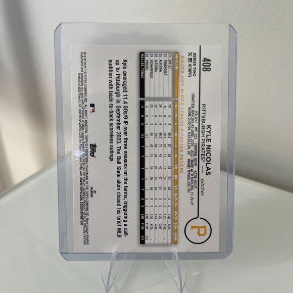 2024 Topps Series 2 - Kyle Nicolas (RC) Hot Dogs #408 - Picture 2 of 2